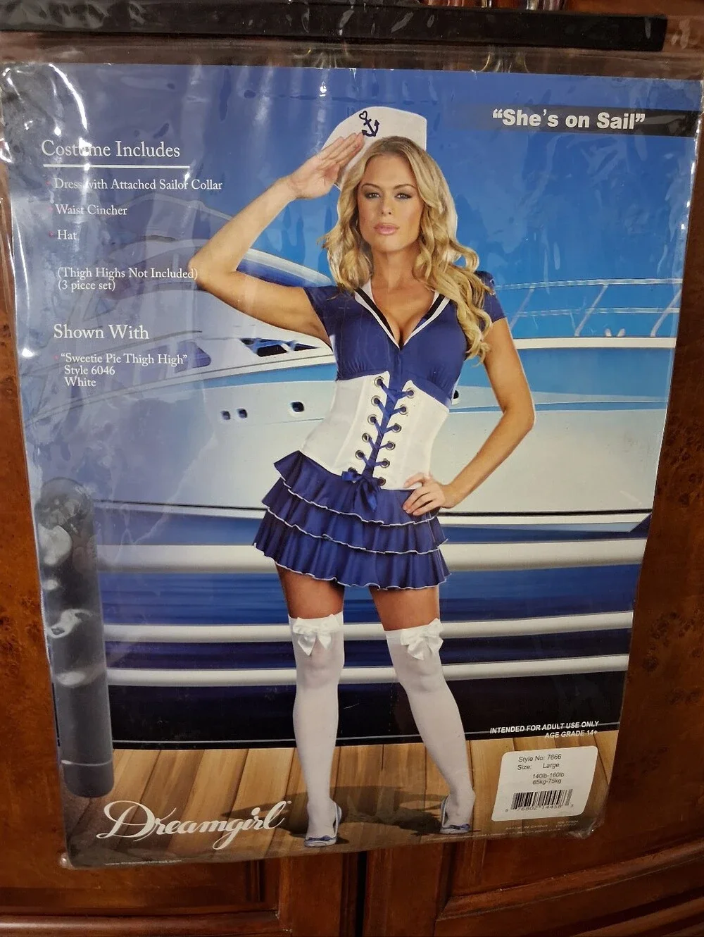 Woman Large Dreamgirl Blue and White Sailor Costume with Corset Waist